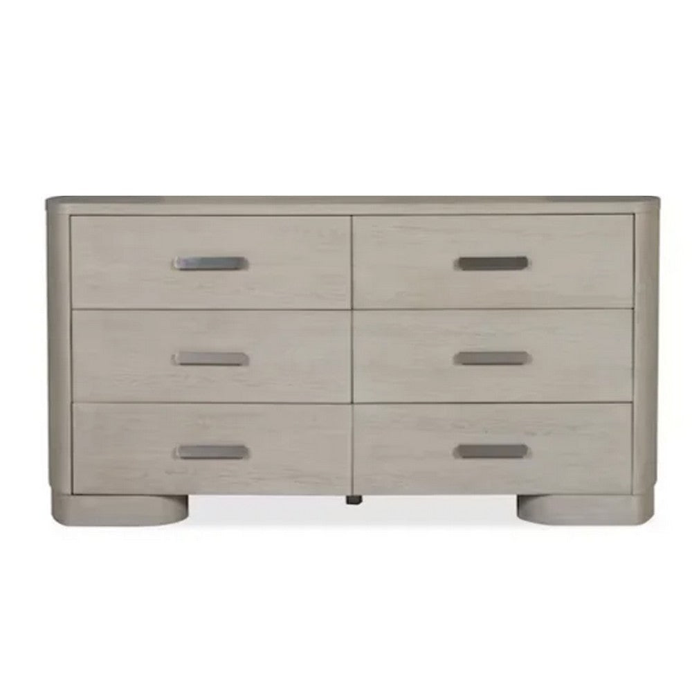 Celly Wide Dresser Chest | 6 Drawers | Round Edges | White Oak Wood BM333805