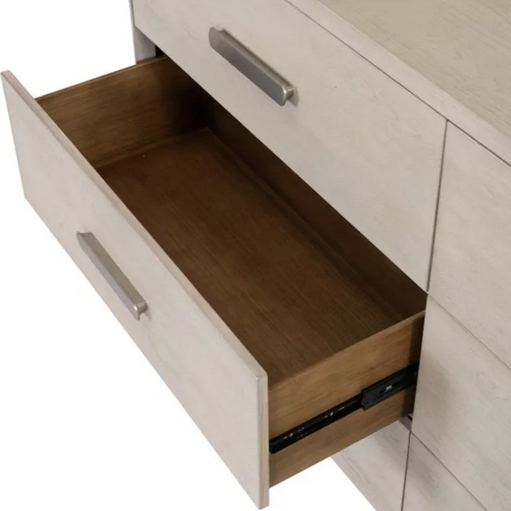 Celly Wide Dresser Chest | 6 Drawers | Round Edges | White Oak Wood BM333805