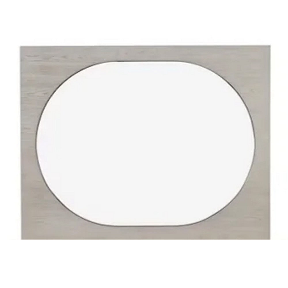 Celly Mirror | Round Beveled Edges | White Oak Solid Rubberwood 36x46 BM333806
