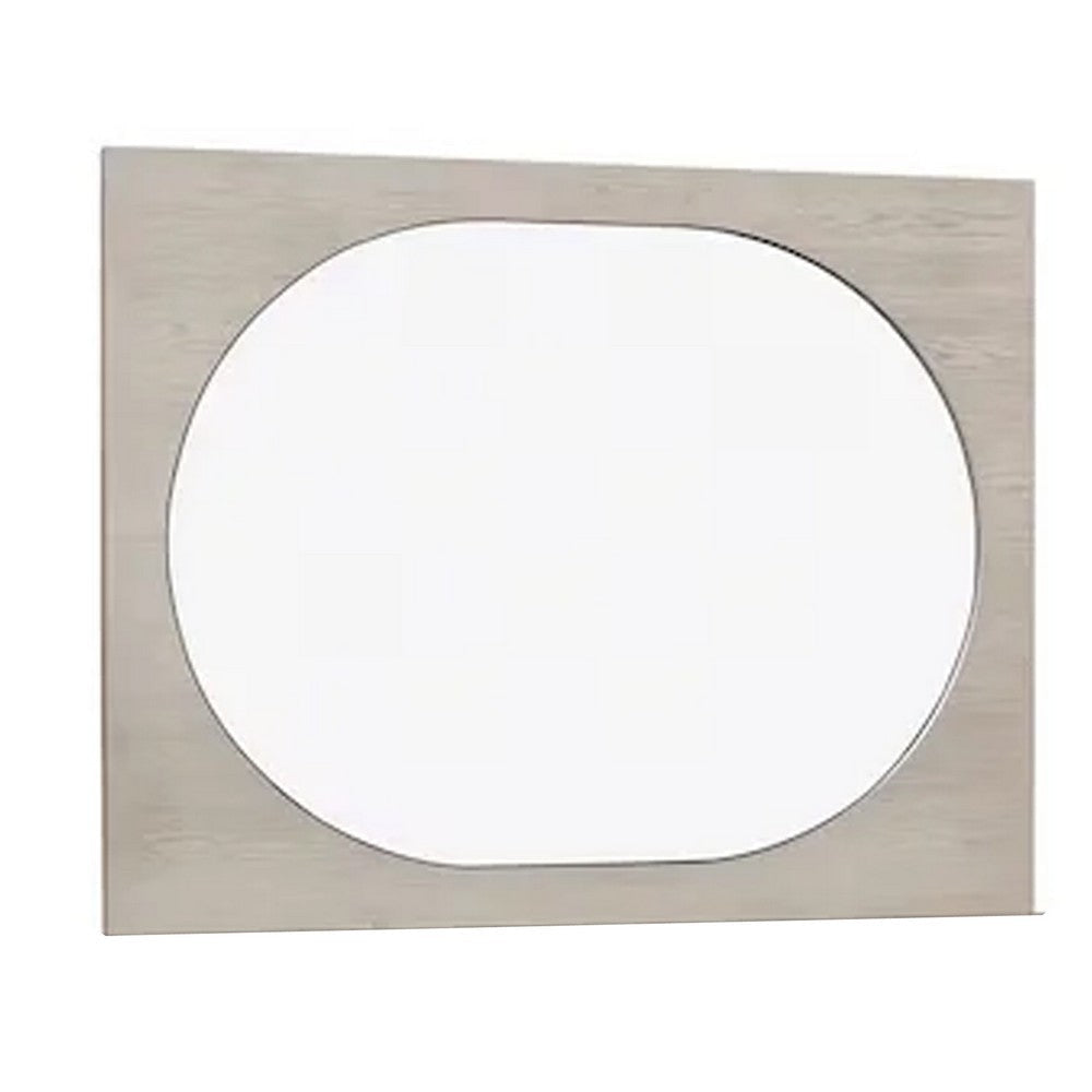 Celly Mirror | Round Beveled Edges | White Oak Solid Rubberwood 36x46