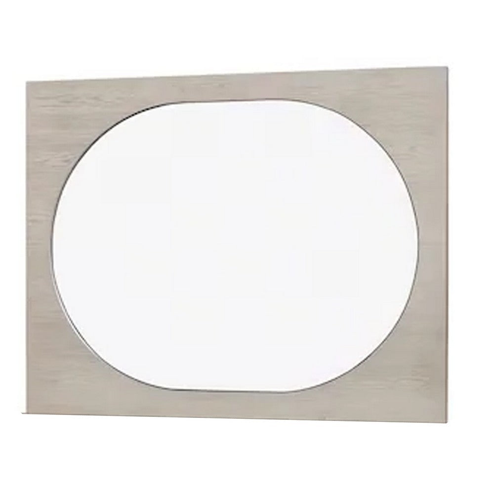 Celly Mirror | Round Beveled Edges | White Oak Solid Rubberwood 36x46 BM333806