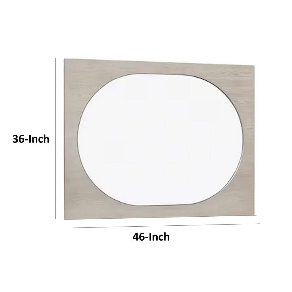 Celly Mirror | Round Beveled Edges | White Oak Solid Rubberwood 36x46 BM333806