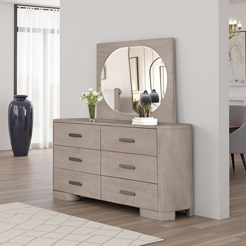 Celly Mirror | Round Beveled Edges | White Oak Solid Rubberwood 36x46