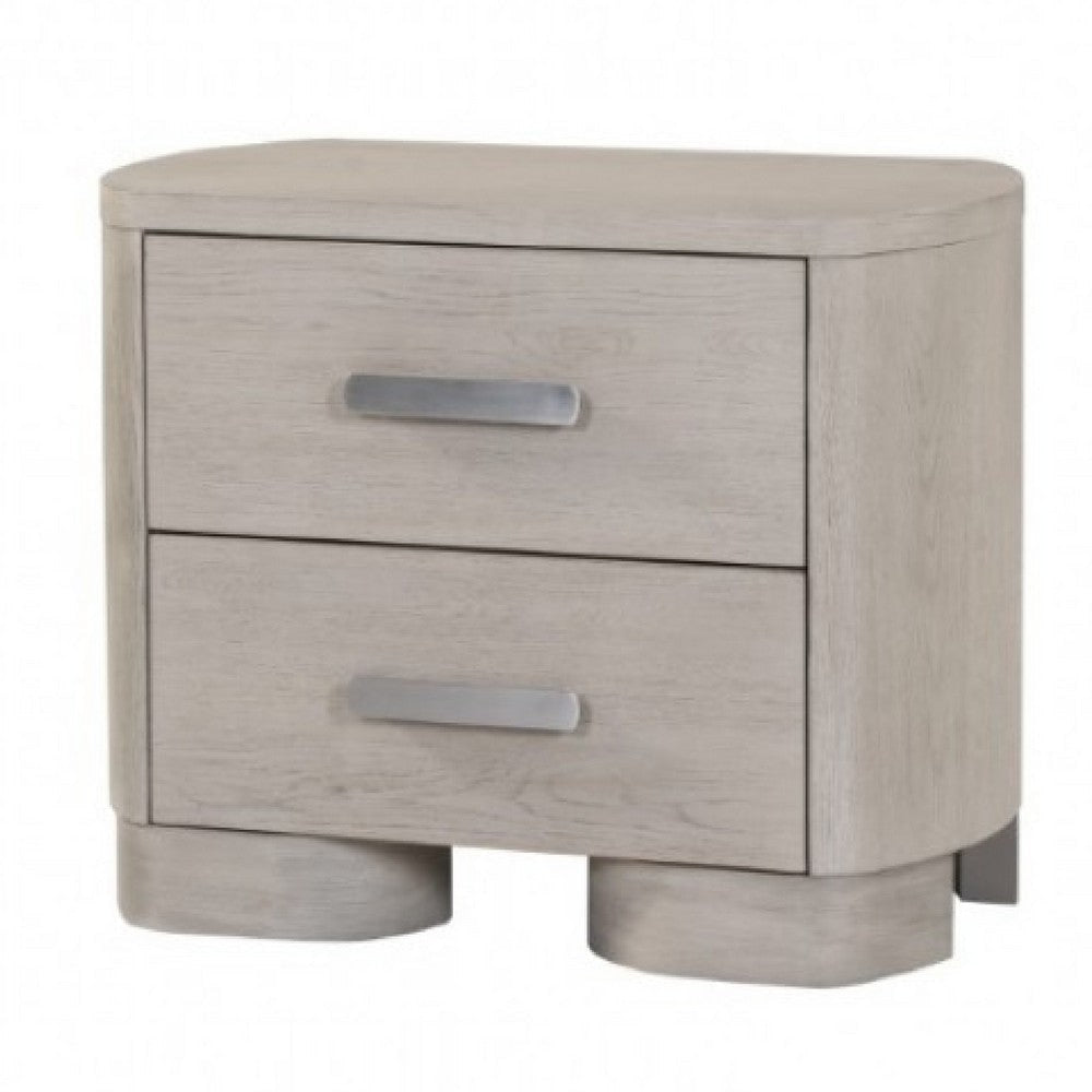 Celly Nightstand with USB Ports and 2 Drawers | Modern White Oak Wood BM333807
