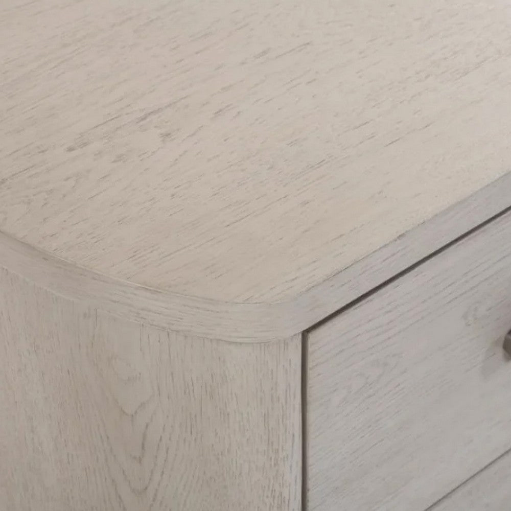 Celly Nightstand with USB Ports and 2 Drawers | Modern White Oak Wood BM333807