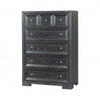 Kizie Tall Dresser Chest | 5 Drawer | Weathered Black Solid Rubberwood BM333808