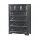 Kizie Tall Dresser Chest | 5 Drawer | Weathered Black Solid Rubberwood BM333808