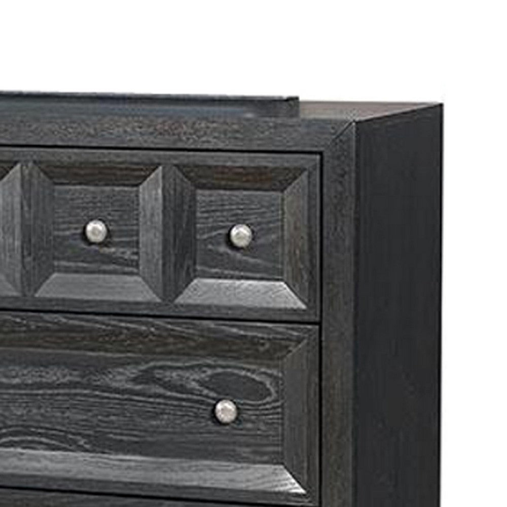 Kizie Wide Dresser | 6 Drawers | Weathered Black Solid Wood | 62’’ BM333809