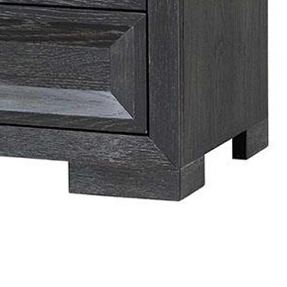 Kizie Nightstand | 3 Drawers | USB A-C | Weathered Black Wood | 28"