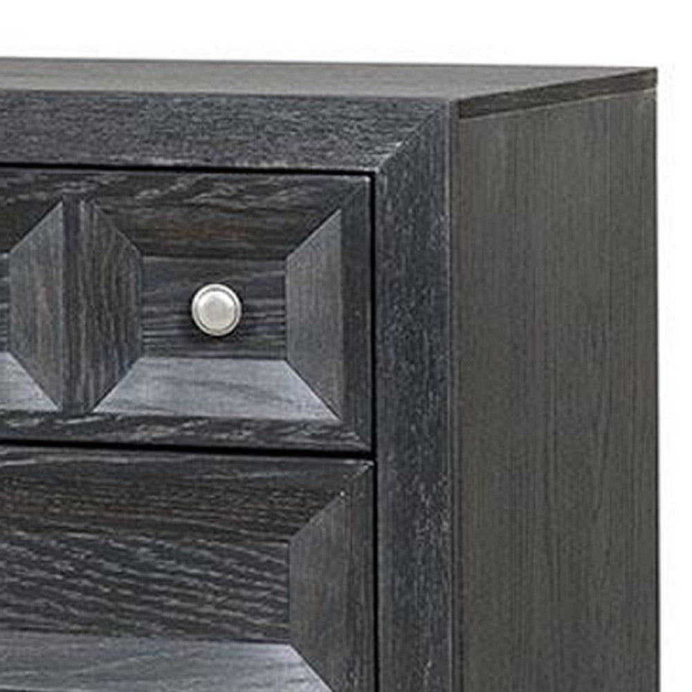 Kizie Oversized Nightstand | USB A-C | 3 Drawer | 38’’ Weathered Black BM333812