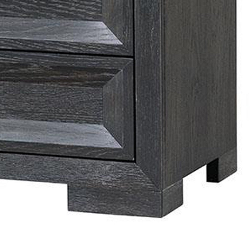 Kizie Oversized Nightstand | USB A-C | 3 Drawer | 38’’ Weathered Black BM333812