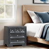 Kizie Oversized Nightstand | USB A-C | 3 Drawer | 38" Weathered Black