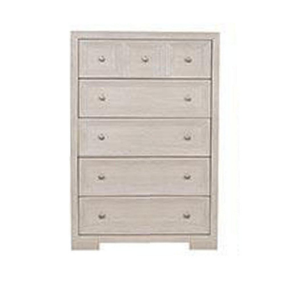 Kizie Tall Dresser Chest | 5 Drawers | Bronze | Beige Solid Wood | 38"