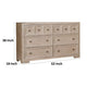 Kizie Wide Dresser | 6 Drawers | Bronze | Beige Solid Wood | 62’’ BM333814