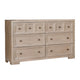 Kizie Wide Dresser | 6 Drawers | Bronze | Beige Solid Wood | 62"