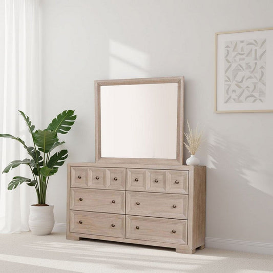 Kizie Dresser Mirror | Modern Classic Oak Beige Solid Wood | 42"