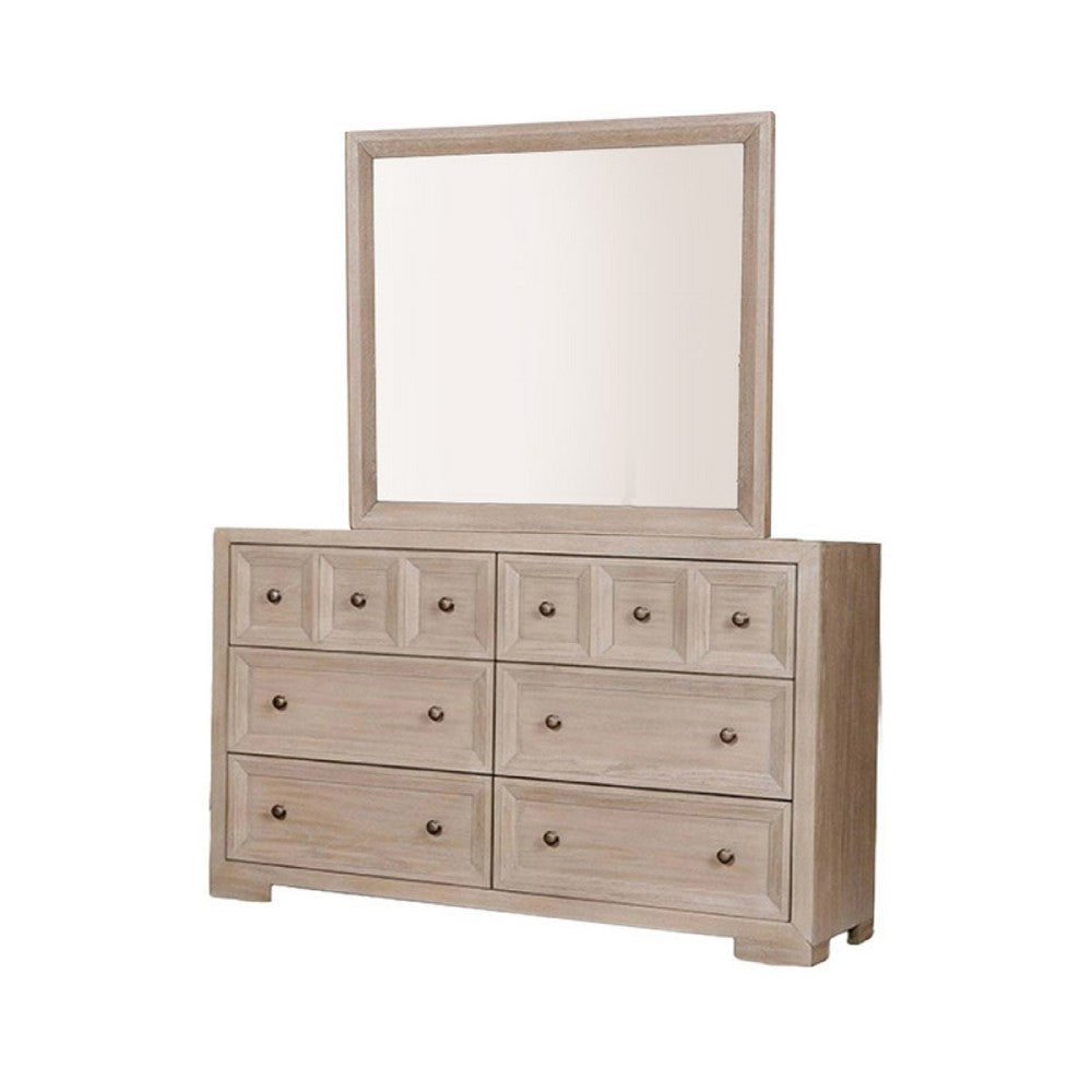 Kizie Dresser Mirror | Modern Classic Oak Beige Solid Wood | 42"