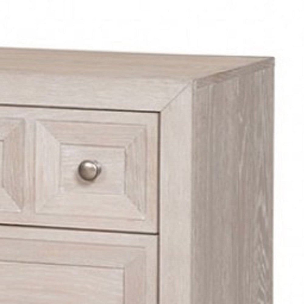 Kizie Nightstand | USB | 3 Drawers | Bronze | Beige Solid Wood | 28’’ BM333816