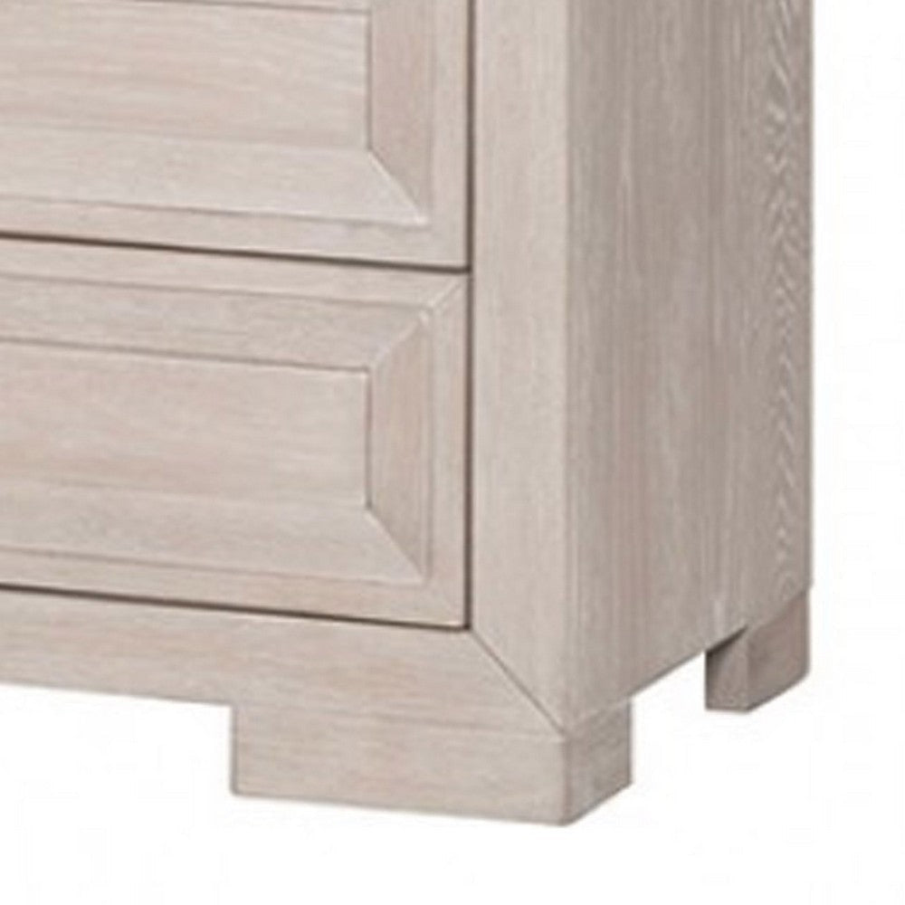 Kizie Nightstand | USB | 3 Drawers | Bronze | Beige Solid Wood | 28’’ BM333816