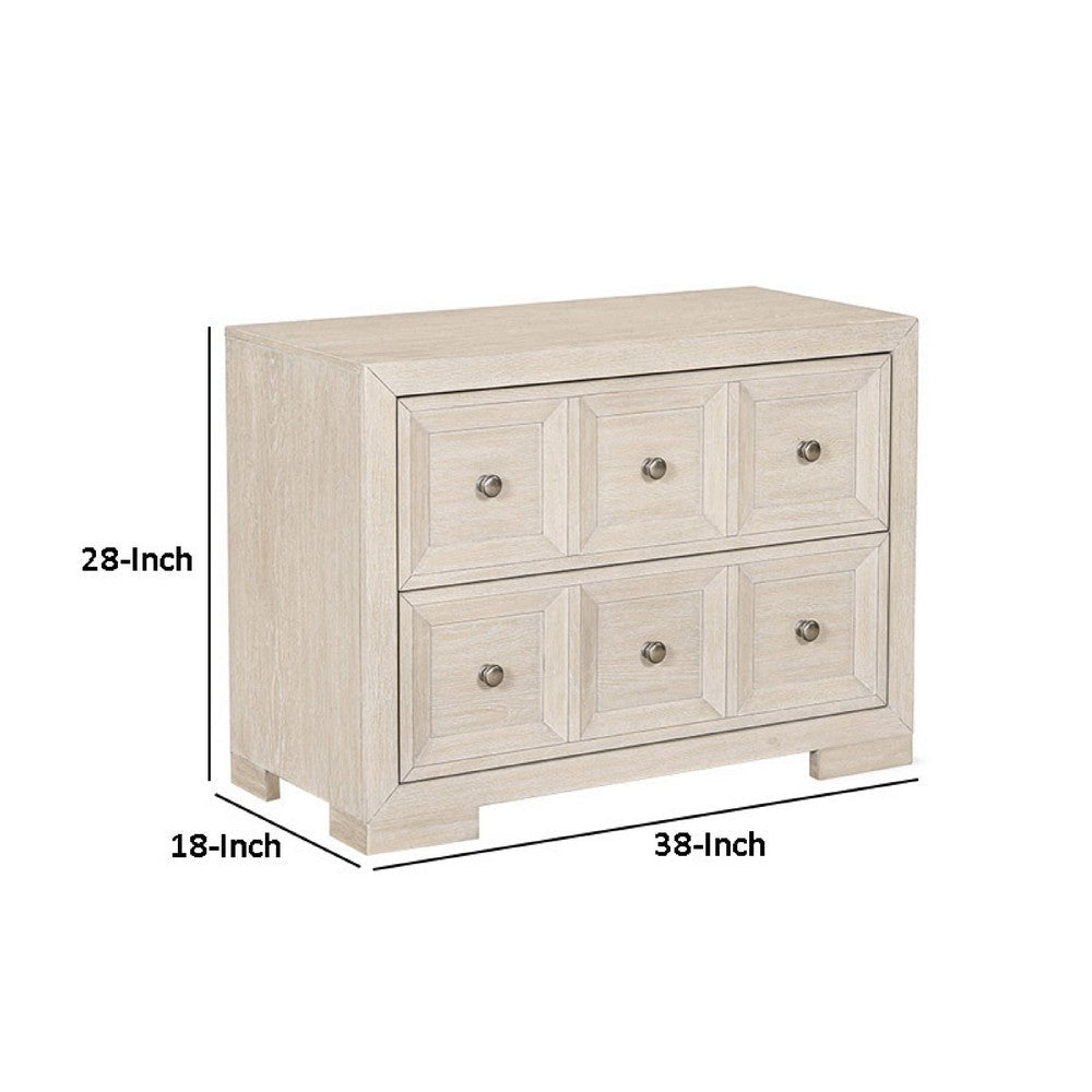 Kizie Oversized Nightstand | USB A-C | 2 Drawers | Bronze Beige | 38’’ BM333817