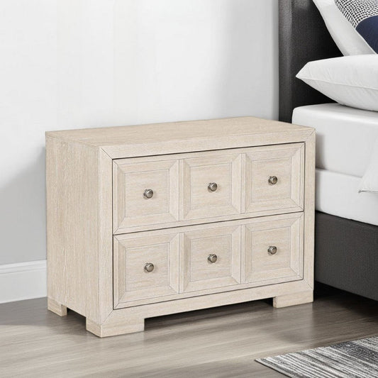 Kizie Oversized Nightstand | USB A-C | 2 Drawers | Bronze Beige | 38"