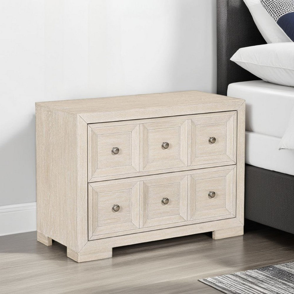 Kizie Oversized Nightstand | USB A-C | 2 Drawers | Bronze Beige | 38"