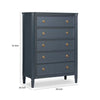 Alta Tall Dresser Chest | 5 Drawers | Malta Blue Solid Wood | 38’’