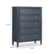 Alta Tall Dresser Chest | 5 Drawers | Malta Blue Solid Wood | 38’’