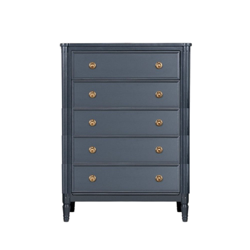 Alta Tall Dresser Chest | 5 Drawers | Malta Blue Solid Wood | 38"