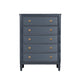 Alta Tall Dresser Chest | 5 Drawers | Malta Blue Solid Wood | 38"