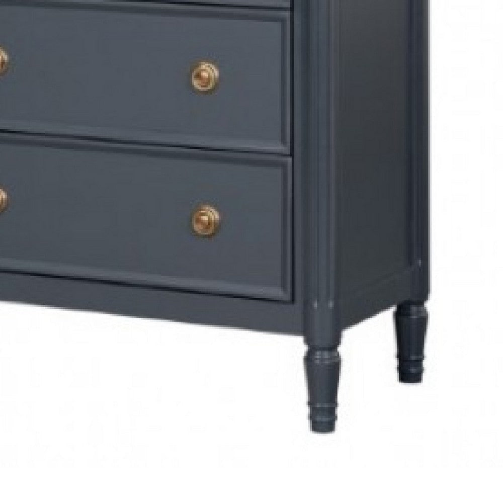 Alta Wide Dresser | 6 Drawers Gold and Malta Blue Solid Wood | 62’’