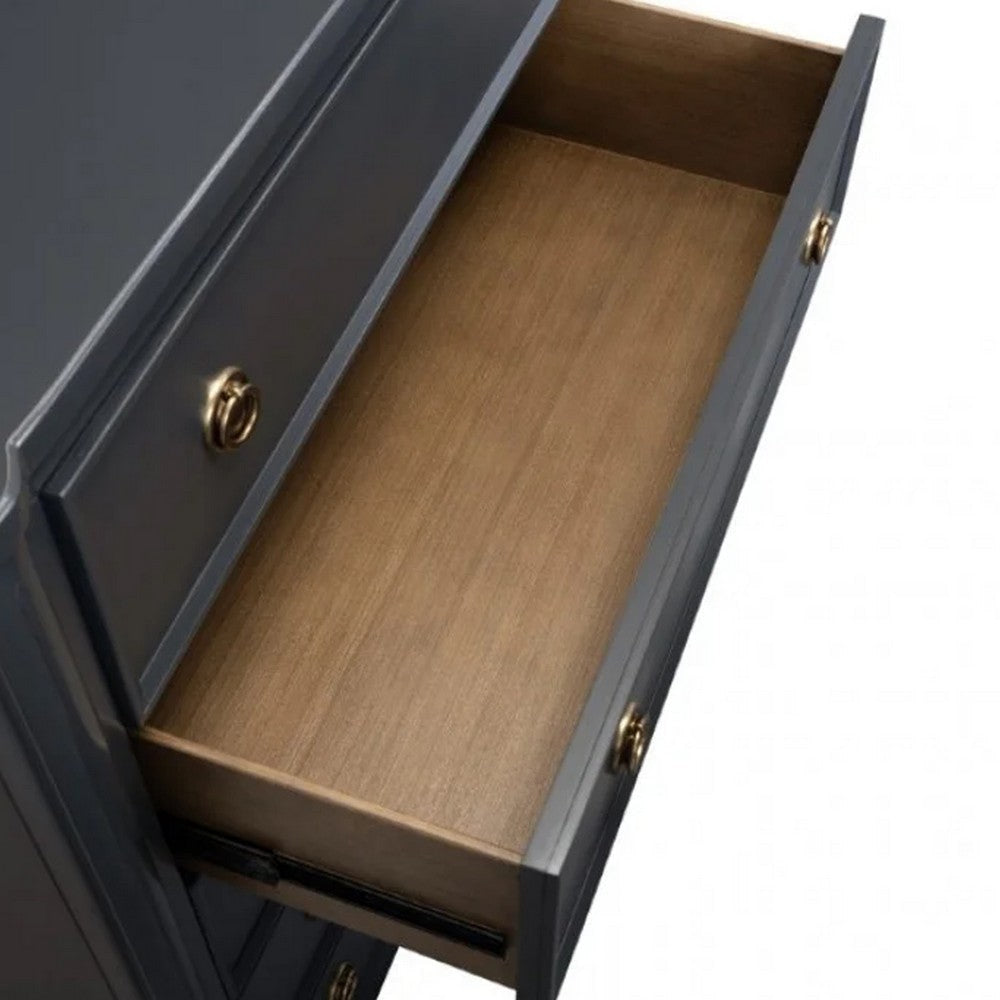 Alta Wide Dresser | 6 Drawers Gold and Malta Blue Solid Wood | 62’’