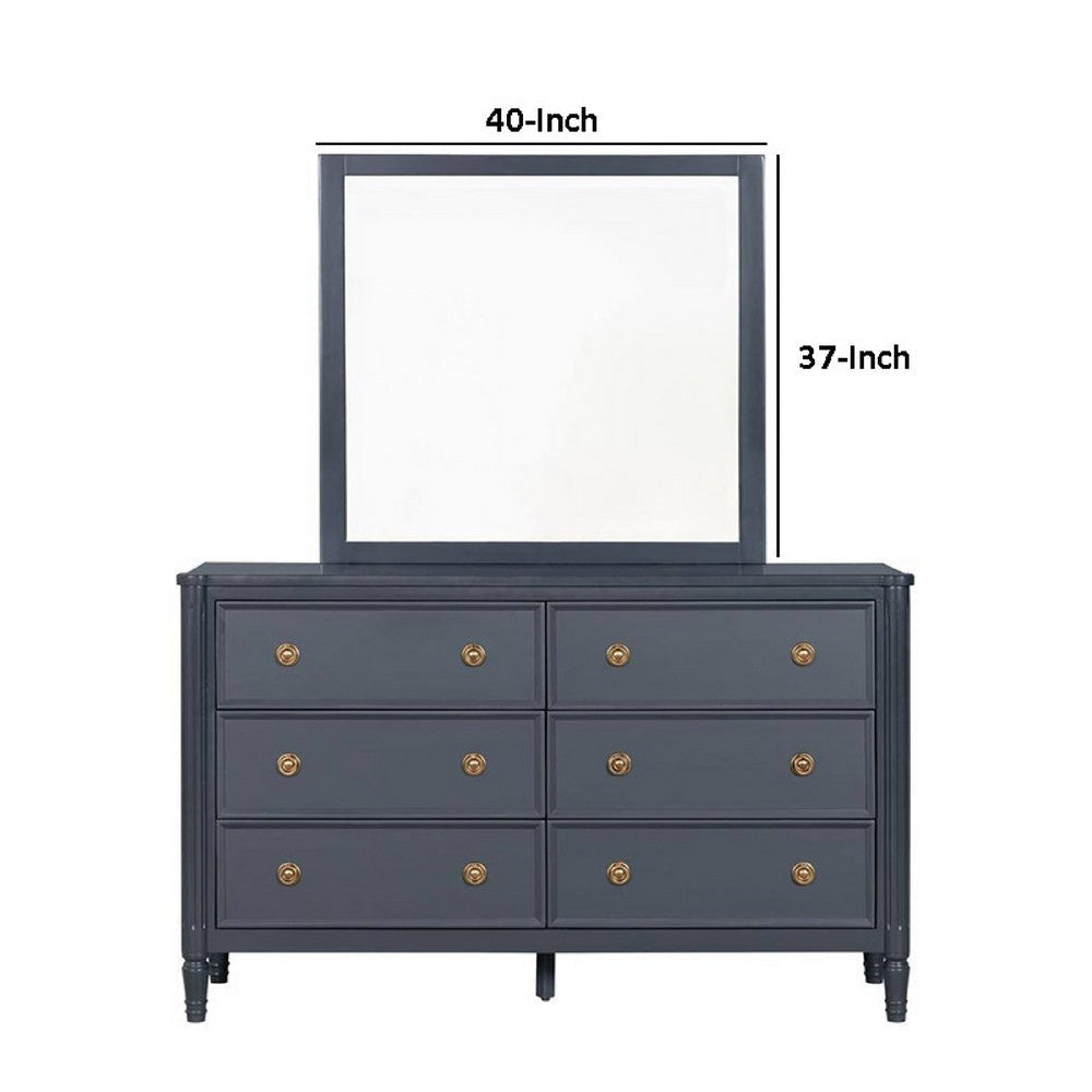 Alta Dresser Mirror | Subtle French Design | Blue Solid Wood | 40’’