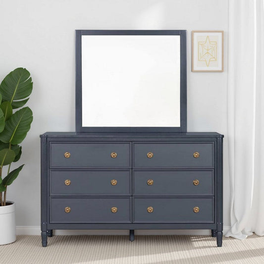 Alta Dresser Mirror | Subtle French Design | Blue Solid Wood | 40"