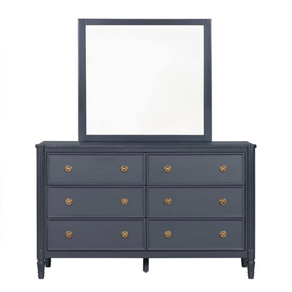 Alta Dresser Mirror | Subtle French Design | Blue Solid Wood | 40"