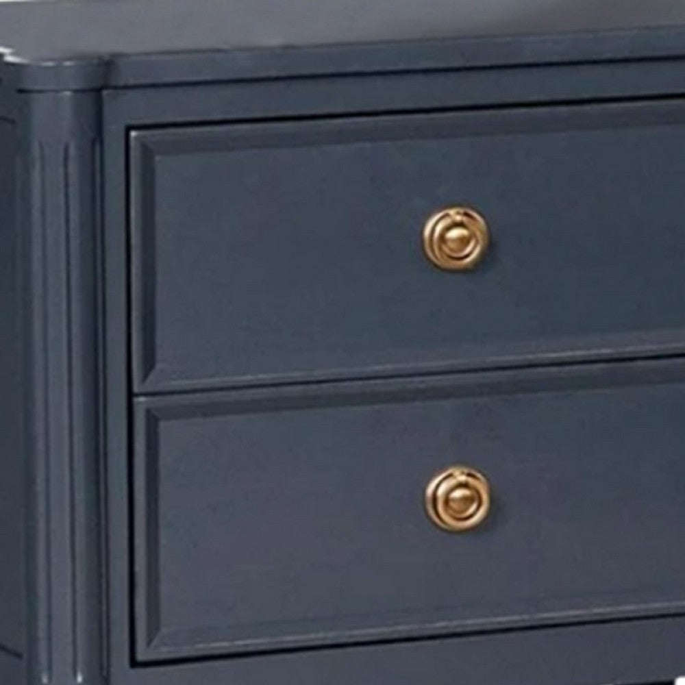 Alta Nightstand | 2 Drawers | USB A-C | Malta Blue Solid Wood | 26’’