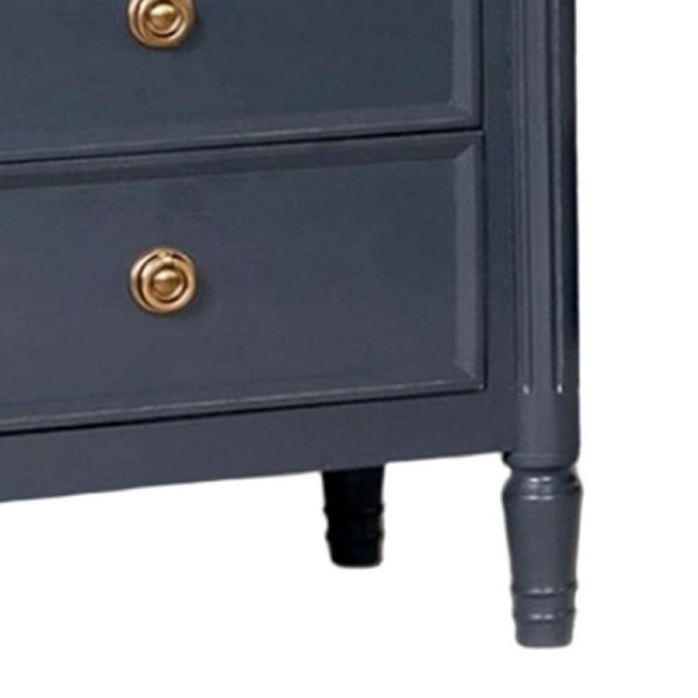 Alta Nightstand | 2 Drawers | USB A-C | Malta Blue Solid Wood | 26’’