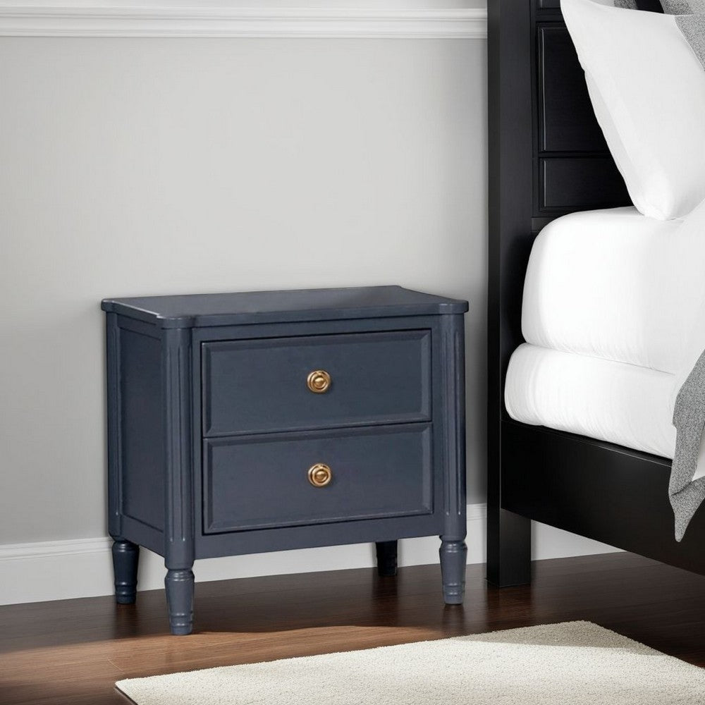 Alta Nightstand | 2 Drawers | USB A-C | Malta Blue Solid Wood | 26"