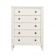 Alta Tall Dresser Chest | 5 Drawers | Gold | White Solid Wood | 38’’