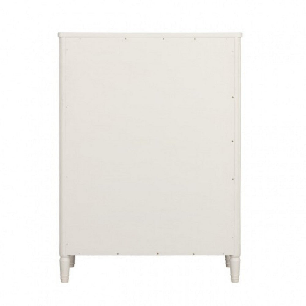 Alta Tall Dresser Chest | 5 Drawers | Gold | White Solid Wood | 38’’