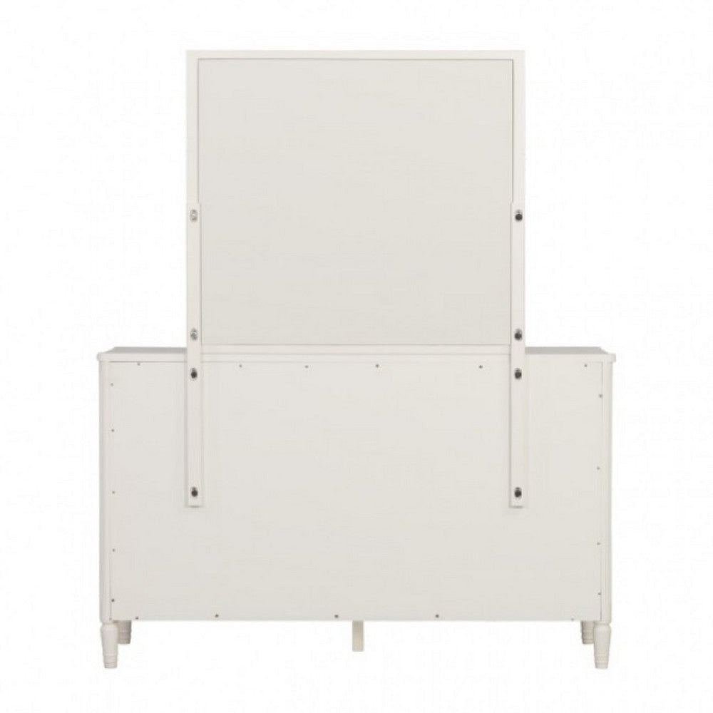 Alta Wide Dresser | 6 Drawers | Gold Handles | White Solid Wood | 62’’