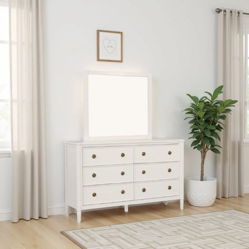 Alta Wide Dresser | 6 Drawers | Gold Handles | White Solid Wood | 62"