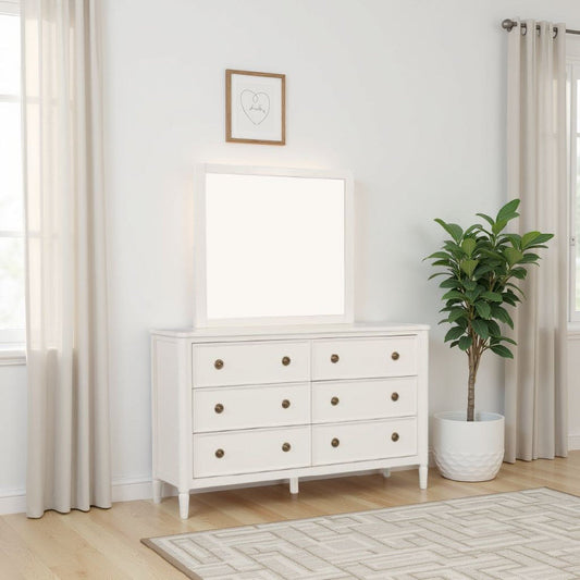 Alta Wide Dresser | 6 Drawers | Gold Handles | White Solid Wood | 62"