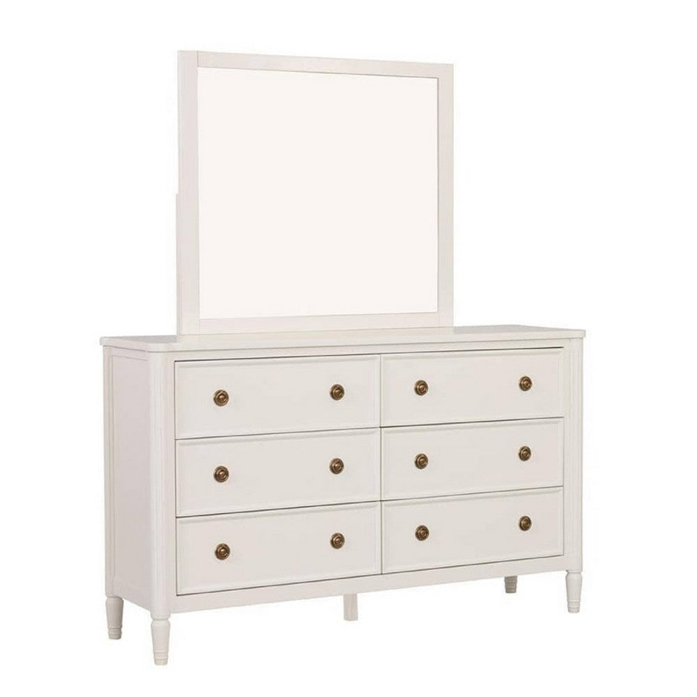 Alta Dresser Mirror | Classic French Design | White Solid Wood | 40"