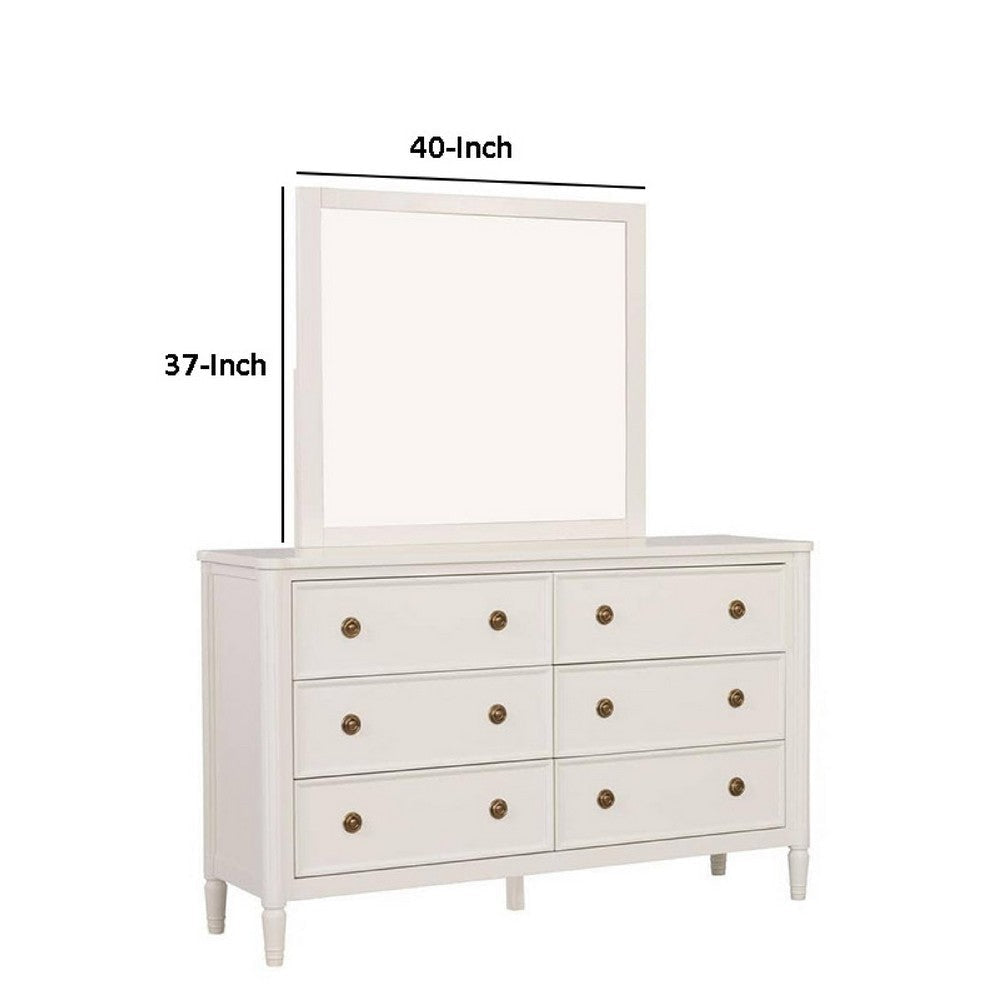 Alta Dresser Mirror | Classic French Design | White Solid Wood | 40’’