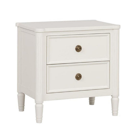 Alta Nightstand | 2 Drawers | USB A-C | Gold | White Solid Wood | 26"