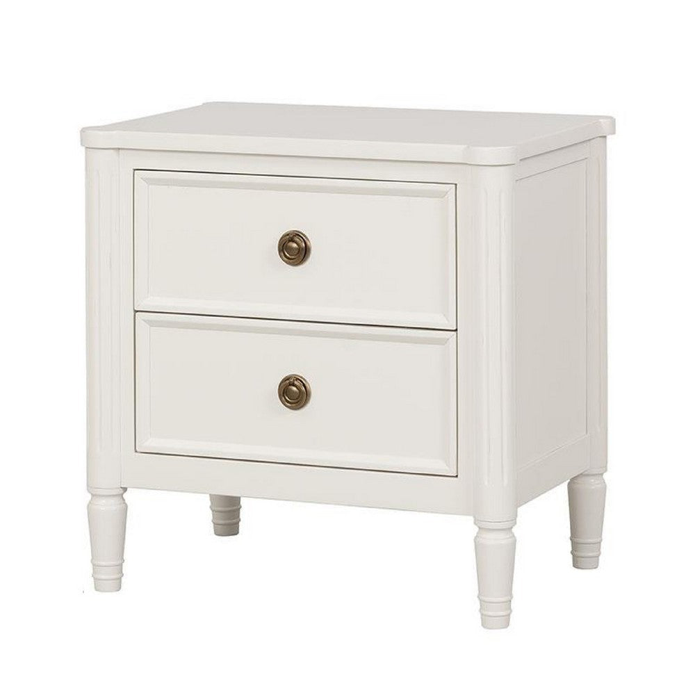 Alta Nightstand | 2 Drawers | USB A-C | Gold | White Solid Wood | 26’’