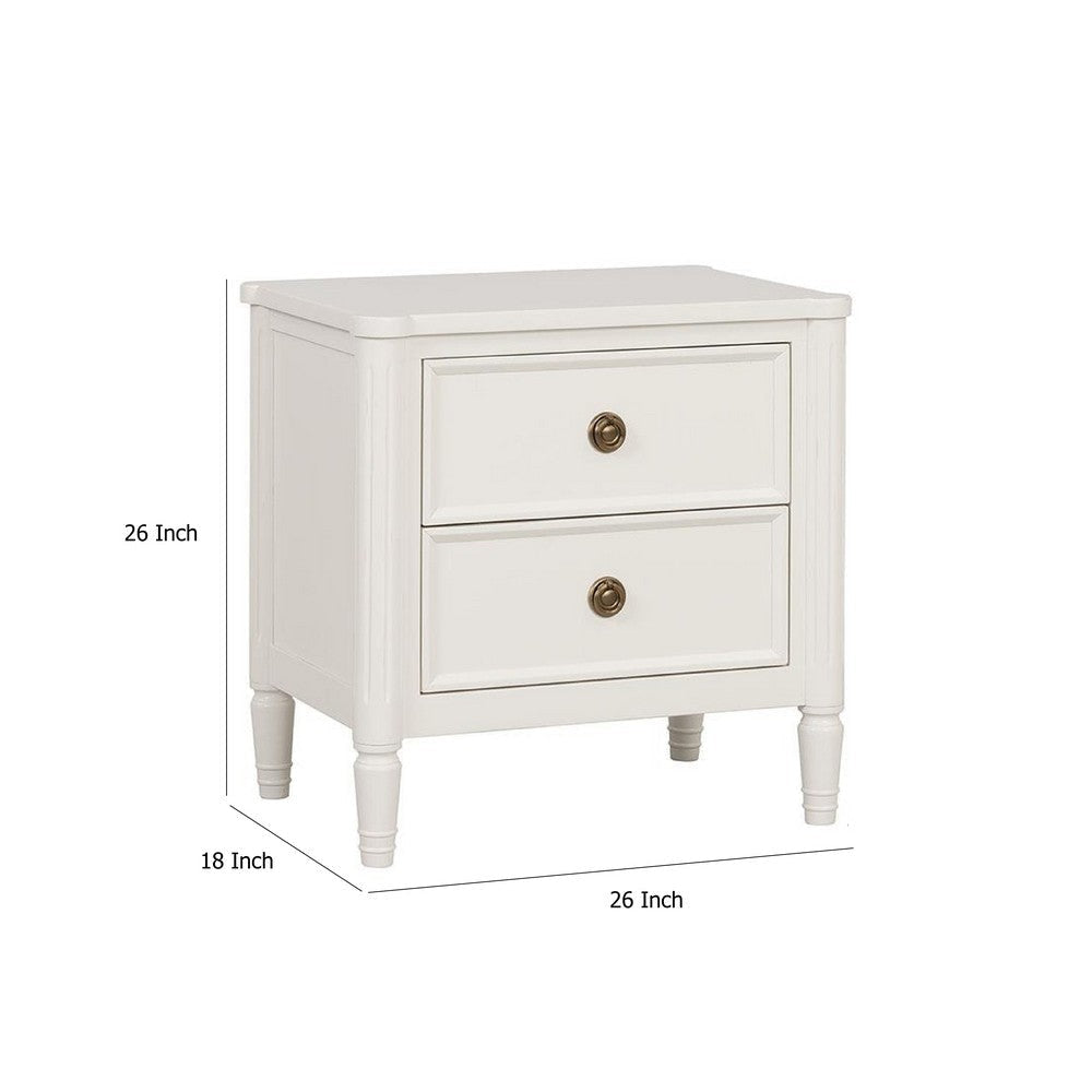 Alta Nightstand | 2 Drawers | USB A-C | Gold | White Solid Wood | 26’’