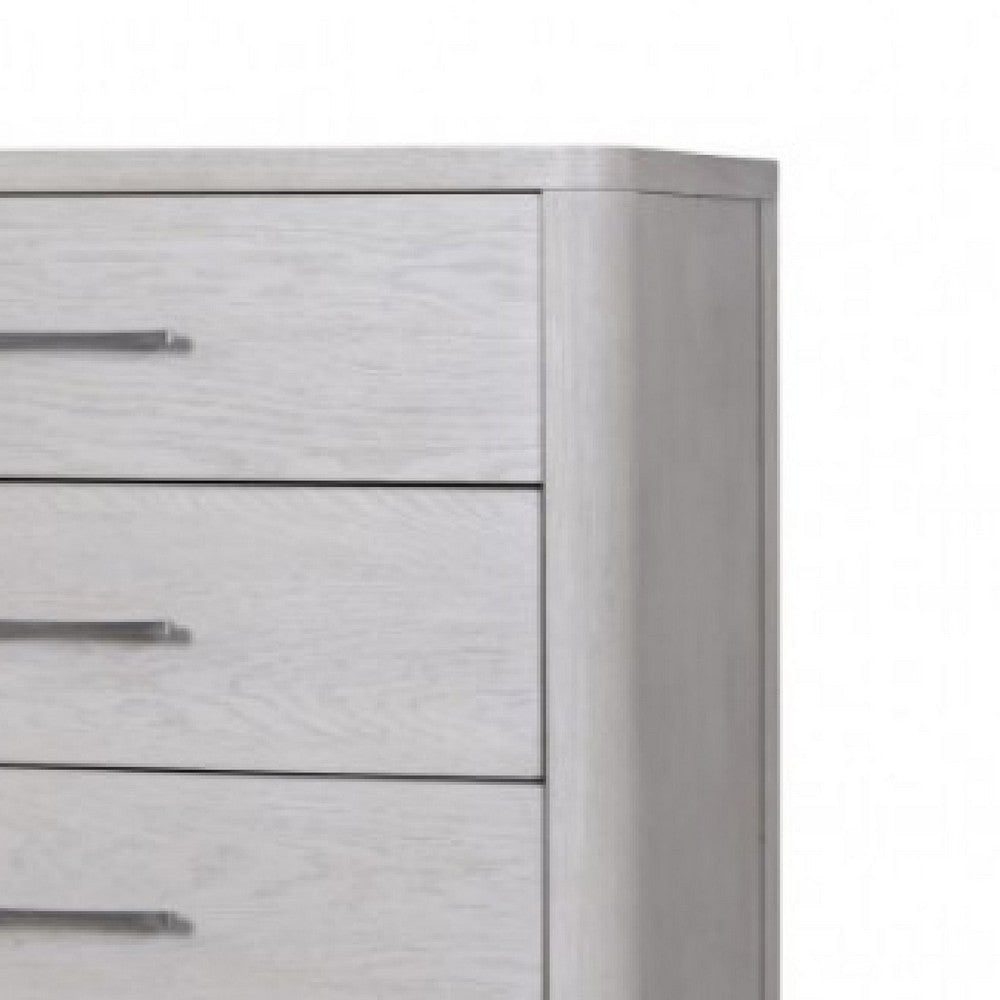 Reham Tall Dresser Chest | 5 Drawers Pewter Handles | White Wash Brown BM333826