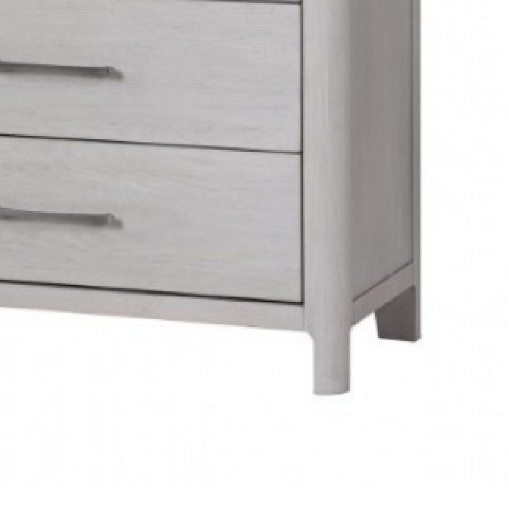 Reham Tall Dresser Chest | 5 Drawers Pewter Handles | White Wash Brown BM333826